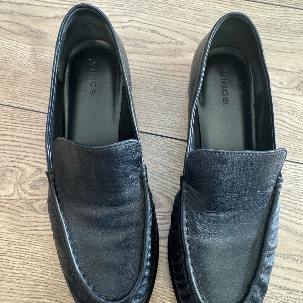 Vince Nora Black Leather Women Loafers Slip-On Moccasin Style 8.5 EUR39 - Picture 2 of 7